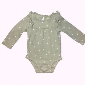 Carter's Sage Green Ruffle Long-Sleeve Bodysuit
